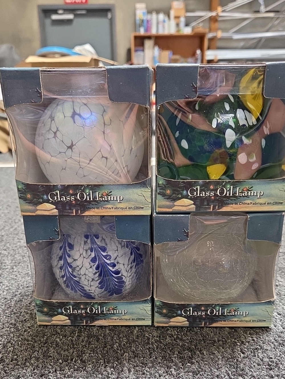 Set of 4 Decorative Glass Oil Lamp Globes - Multicolor